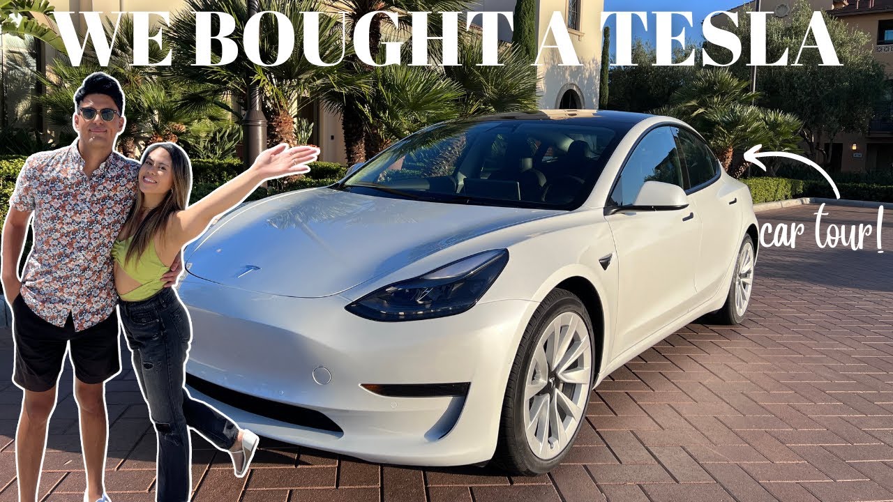 WE BOUGHT A 2022 TESLA MODEL 3 | delivery day, car tour + best tesla features i'm loving so far!