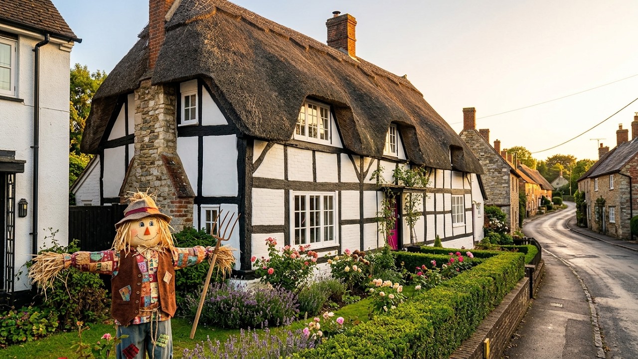 Walk Through Urchfont Village, Wiltshire – Quaint English Countryside & Scarecrow Festival 4K