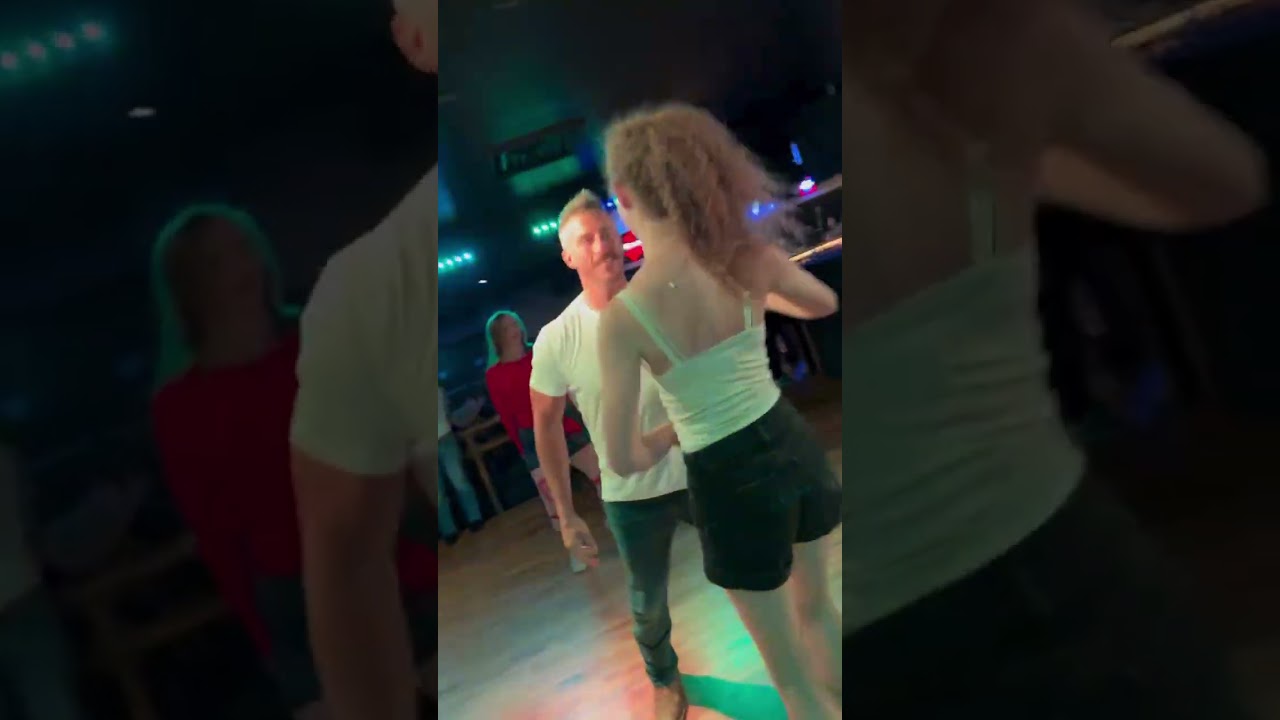 Jake and Kara country swing the dance all over the floor.