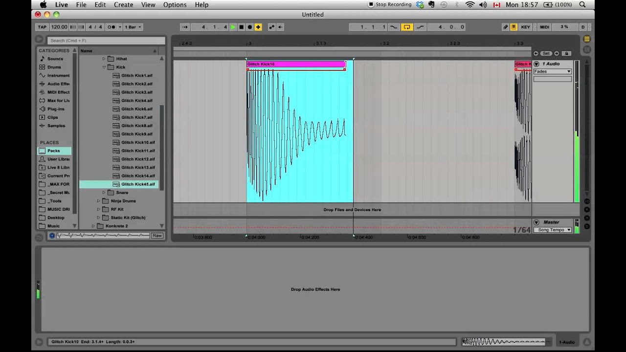 Ableton Live - Sample Chain Making Part 1. 8 Kick Drums.
