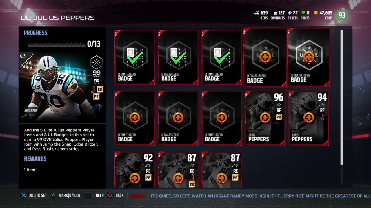 Madden 17 MUT 99 Ultimate Legend Julius Peppers Set Done!!