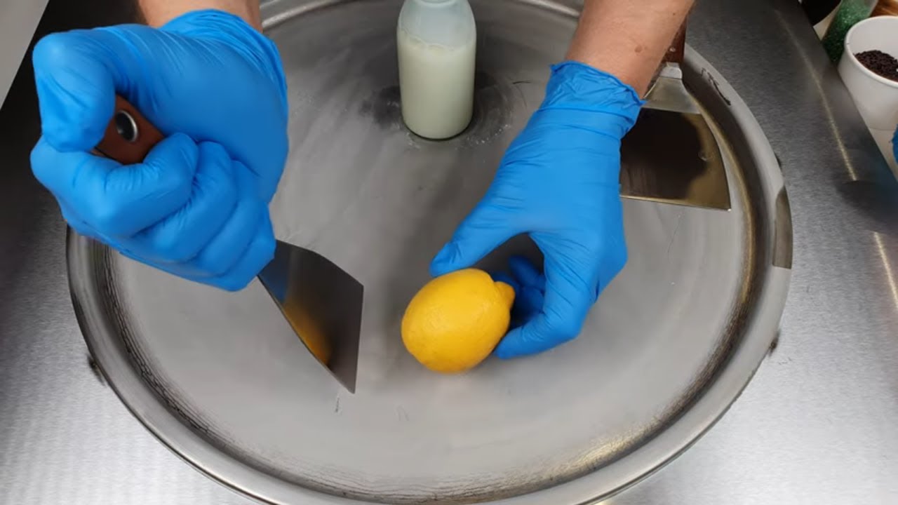 ASMR - ICE CREAM ROLLS - MADE FROM FRESH LEMON