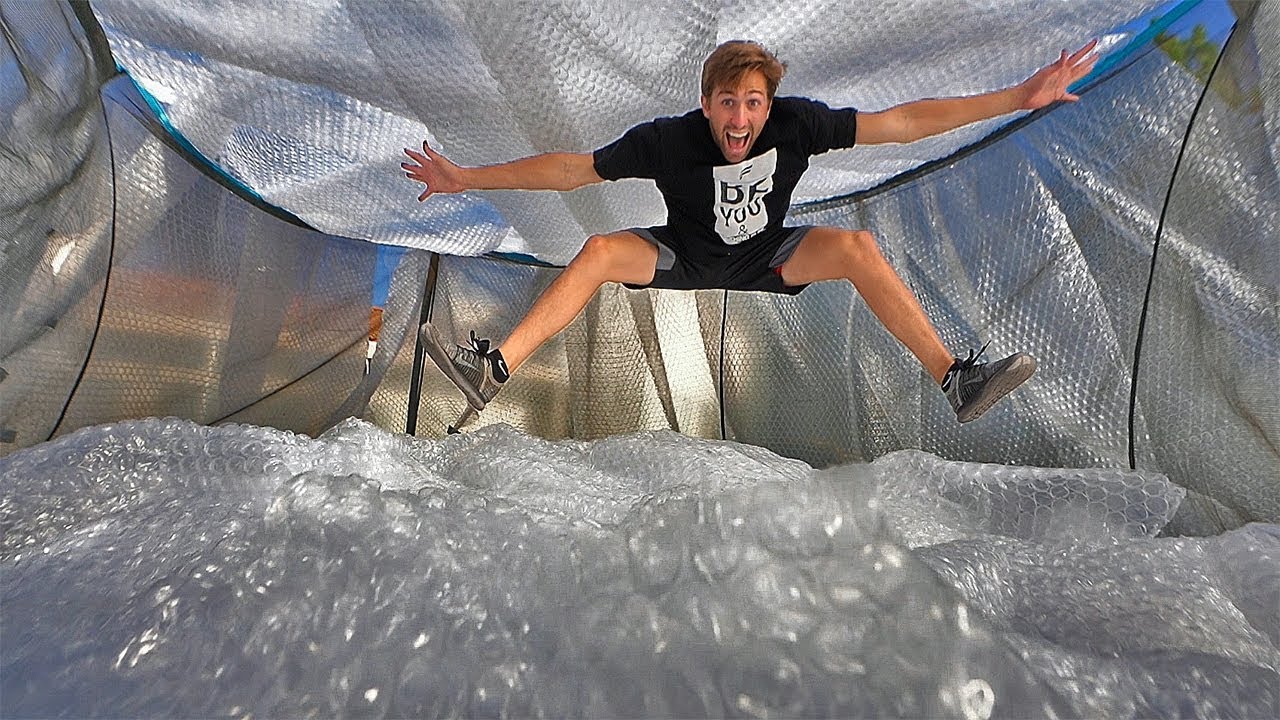 Entire trampoline BUBBLE WRAPPED! *300ft*