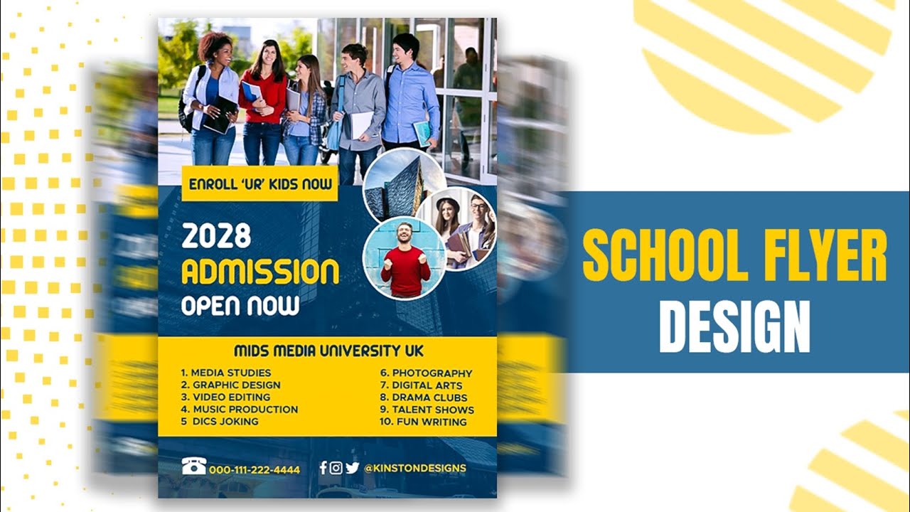 School Admission Flyer Design in Photoshop -Kinston Designs