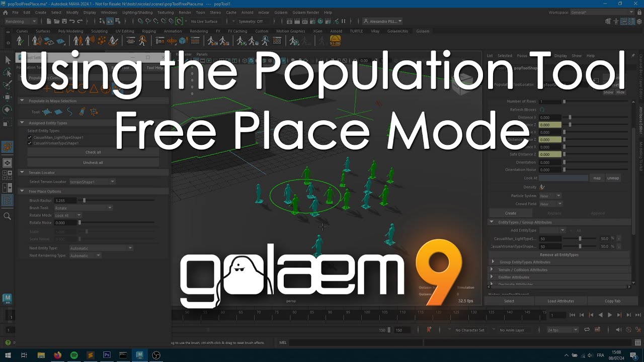Using the Population Tool Free Place Mode