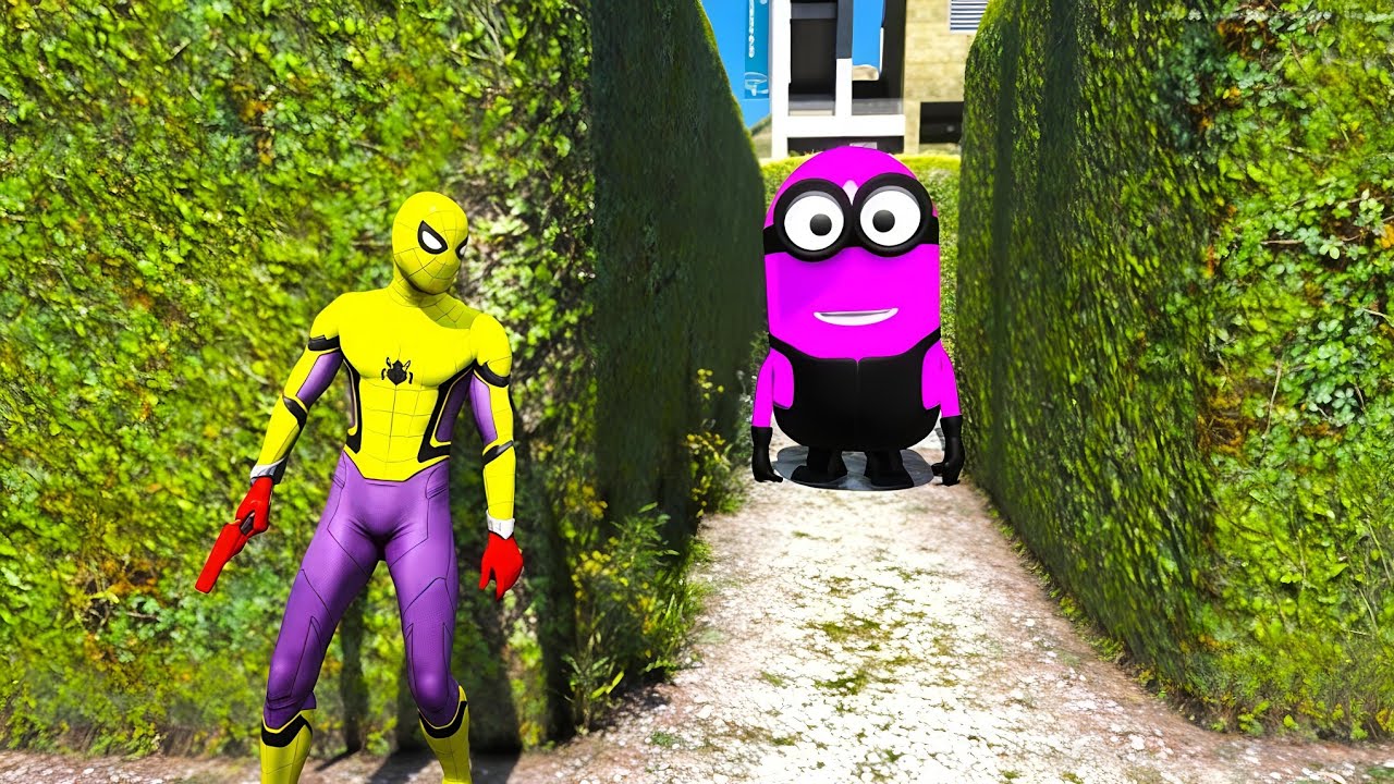 GTA 5 Epic Ragdolls RED SPIDERMAN VS RED MINION VS GREEN MINION (Euphoria Physics & Funny Fails)#03