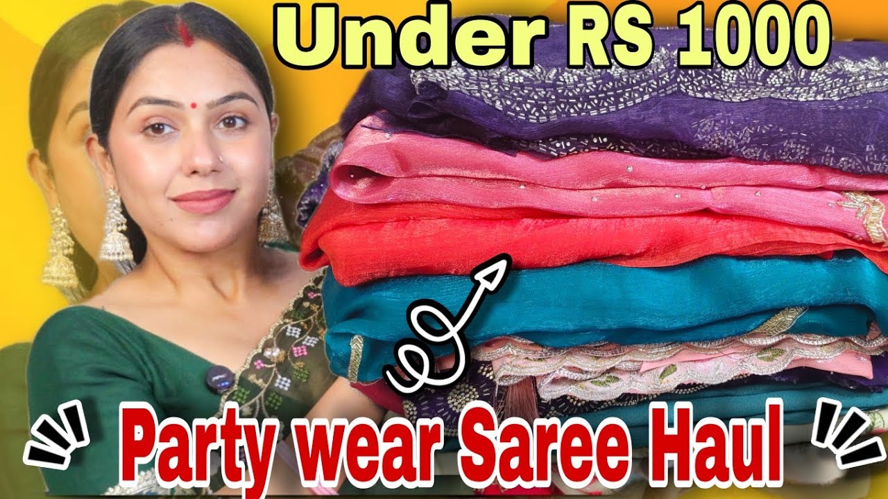 Party wear Trending saree haul ✨ under RS 1000 ❤️ wedding wear saree collection #meeshosareehaul  