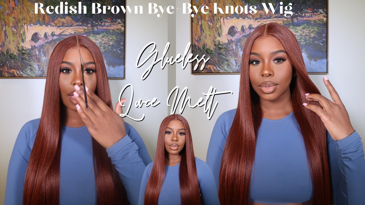Redish Brown Yaki Straight Bye Bye Knots Glueless Wig Install ft. Nadula Hair