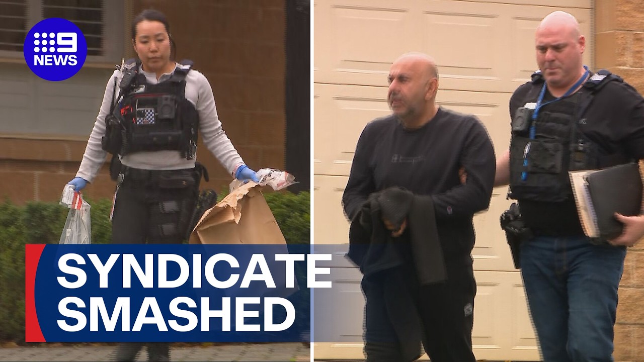 Weapons, drugs seized as police pounce on major crime syndicate | 9 News Australia