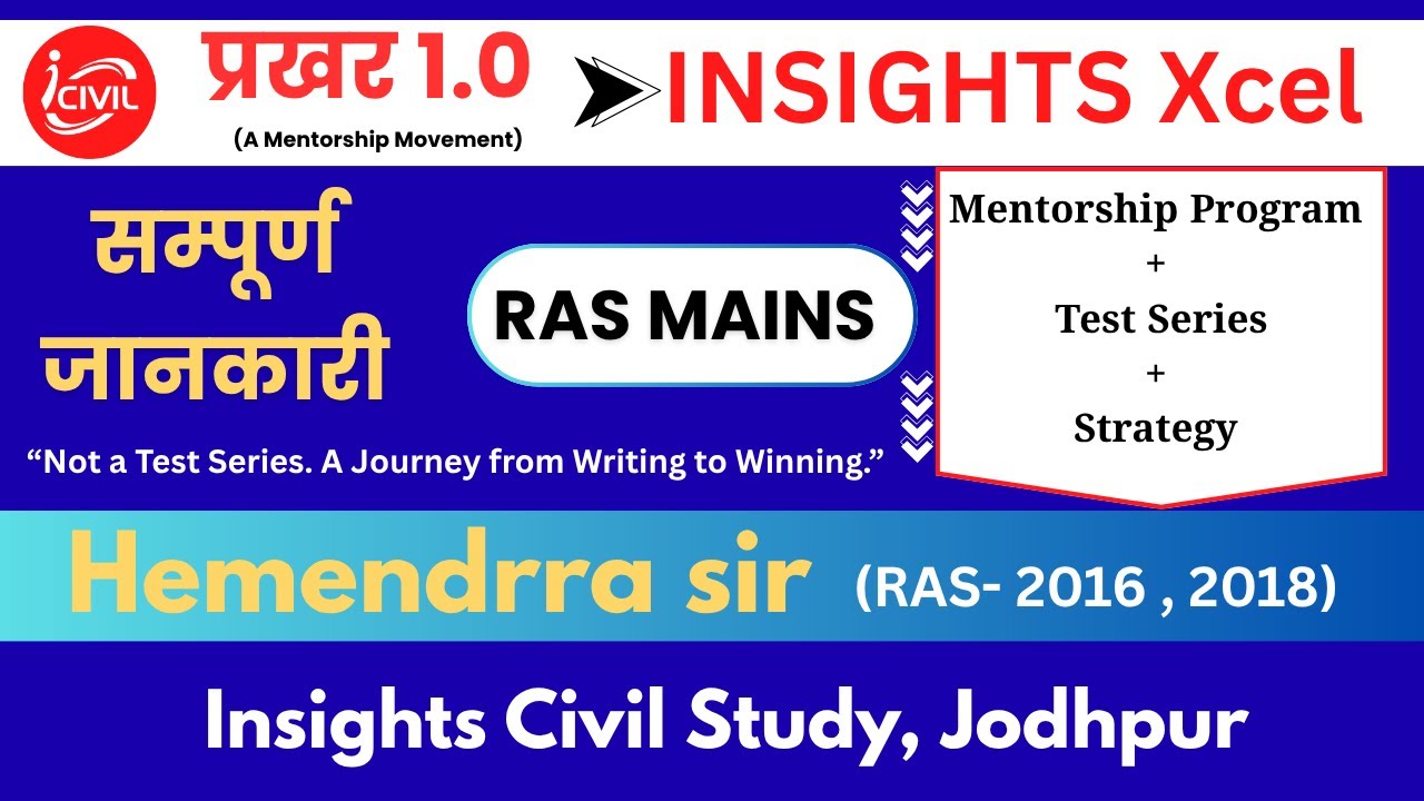 RAS Mains Test Series in Jodhpur || INSIGHTS Xcel || Online & Offline|| Mentorship + Strategy