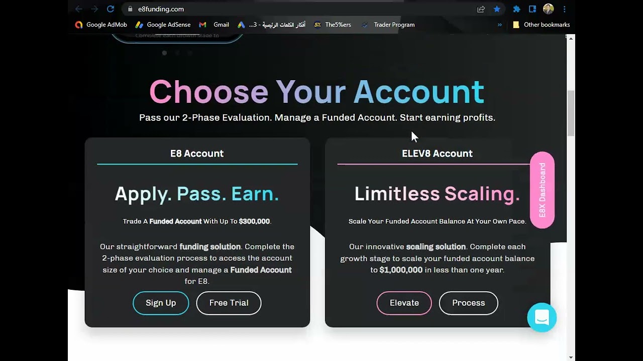 شرح الفرق بين حسابات شركة  e8funding للتمويل في سوق الفوركس prop firm forex
