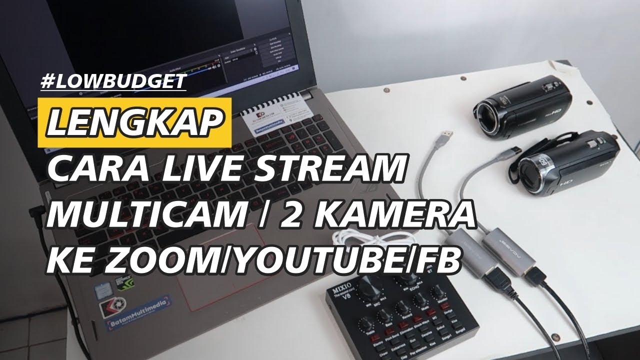 Tutorial Live Streaming Multicamera/2 Kamera ke Zoom/Youtube/FB - Modal Capture Card USB, OBS, 2 Cam