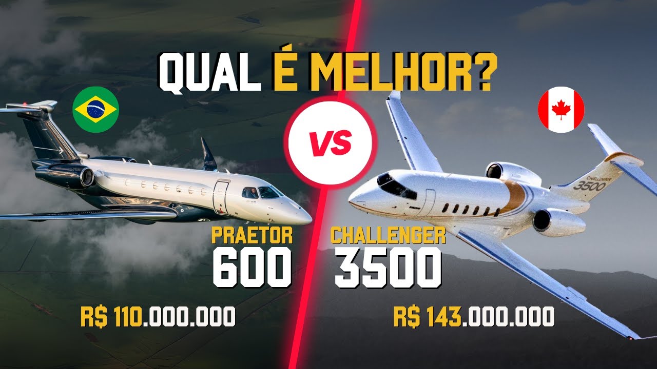 PRAETOR 600 vs CHALLENGER 3500 - O jato brasileiro supera o rival canadense?