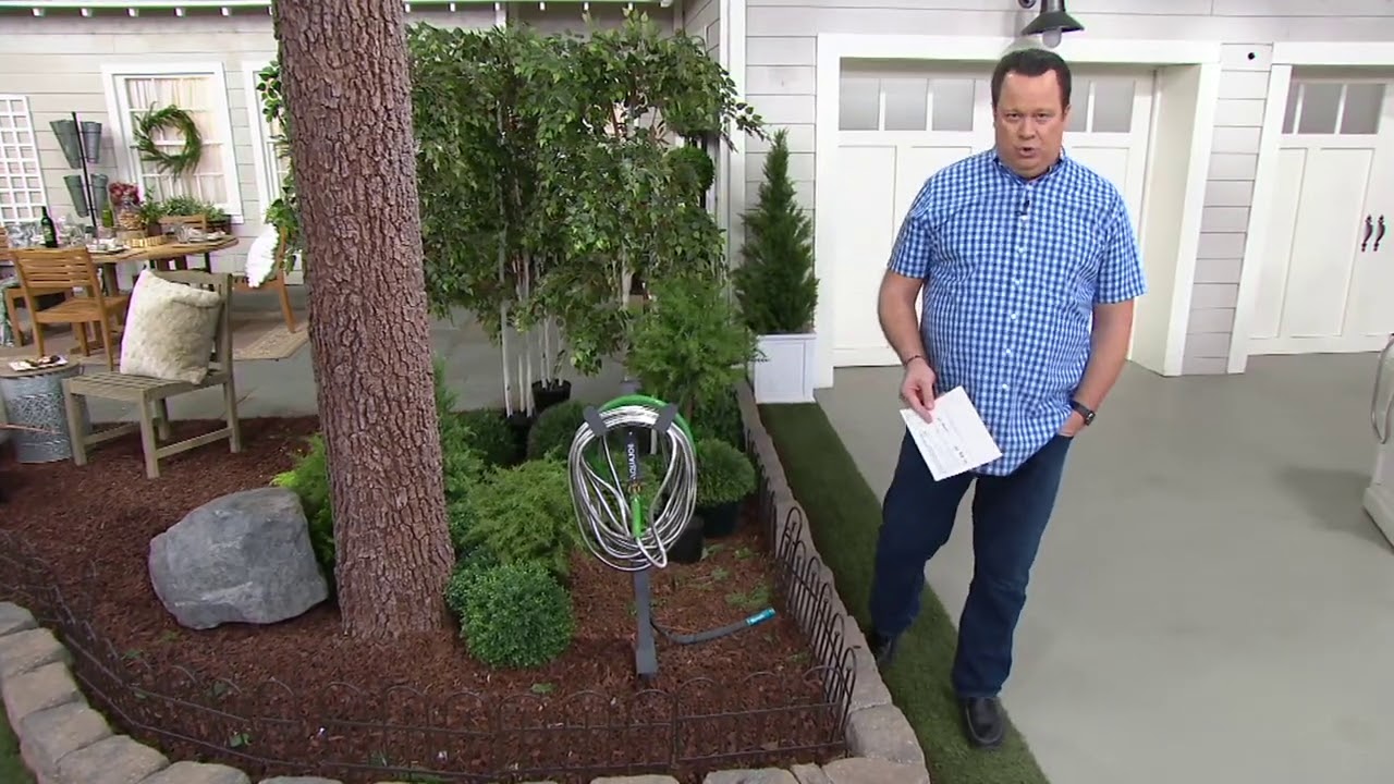 Aqua Joe Garden Hose Stand with Brass Faucet & 3ft Lead Hose on QVC