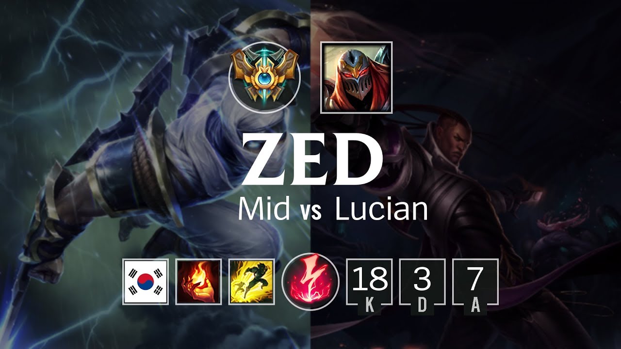 Zed Mid vs Lucian - KR Challenger Patch 8.1