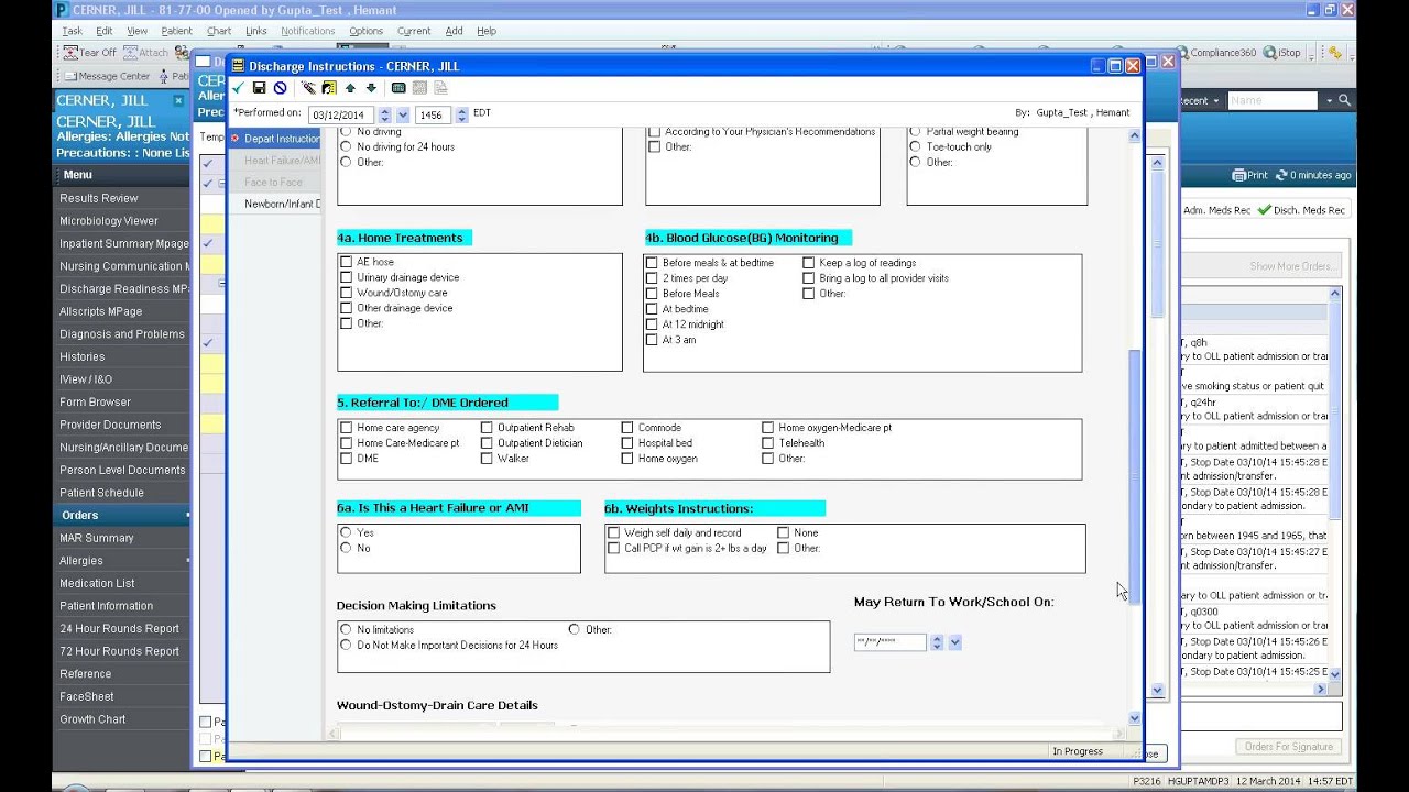 Discharging a patient, Using Depart