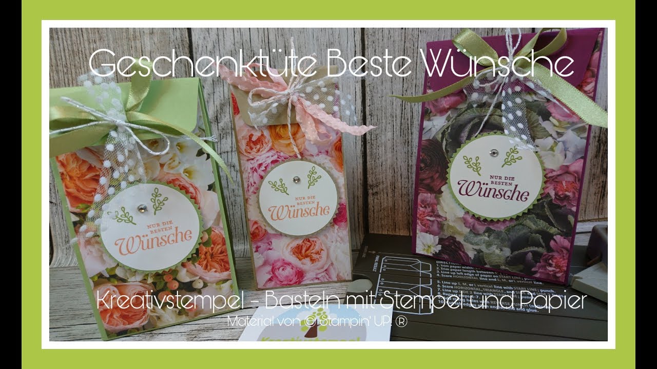 Geschenktüte Beste Wünsche Geschenkverpackung mit dem Stanz- und Falzbrett für Geschenktüten