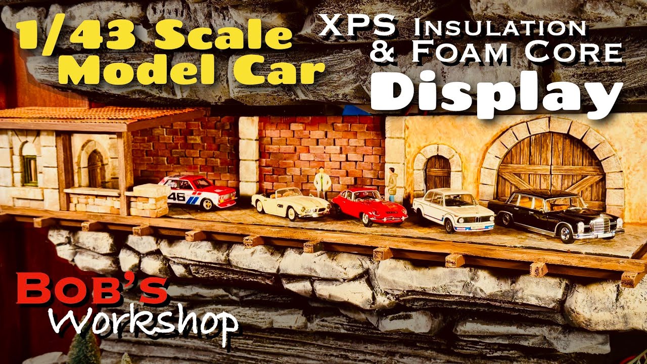 Модель автосалона в масштабе O 1/43, изготовленная из пенокартона, картона, дерева и пенополистир...