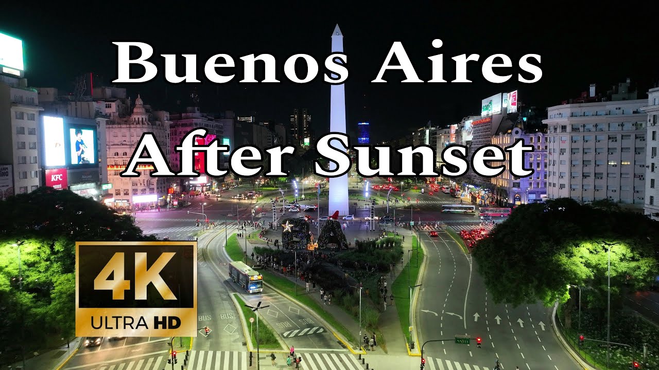 Buenos Aires After Sunset: Aerial Journey in 4k