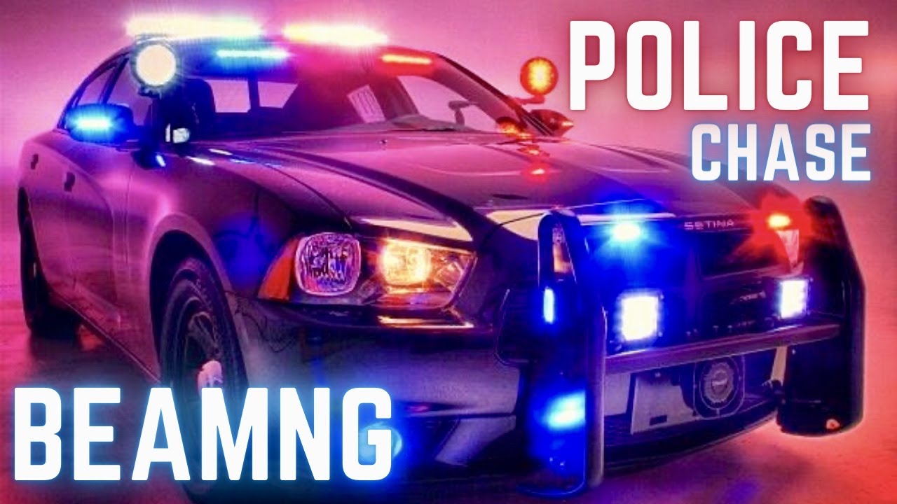 Police chase through the streets of the city: BeamNG Drive Simulation