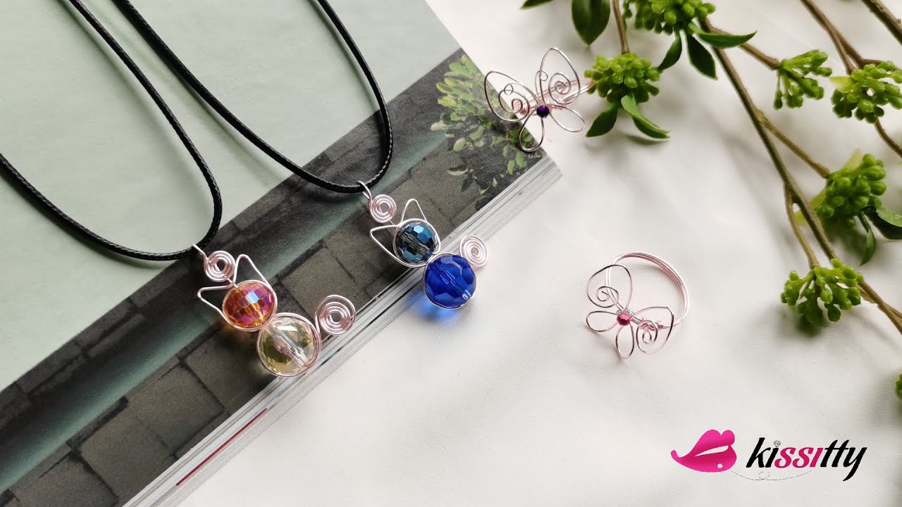 Beaded Wire Jewelry Designs | Lovely Cat Necklace & Butterfly Ring | Beading and Wire Tutorial