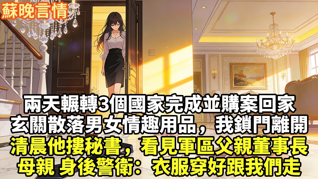 兩天輾轉3個國家完成並購案回家玄關散落男女情趣用品，我鎖門離開清晨他摟秘書，看見軍區父親董事長母親 身後警衛：衣服穿好，跟我們走#豪門言情#為人處世#大女主