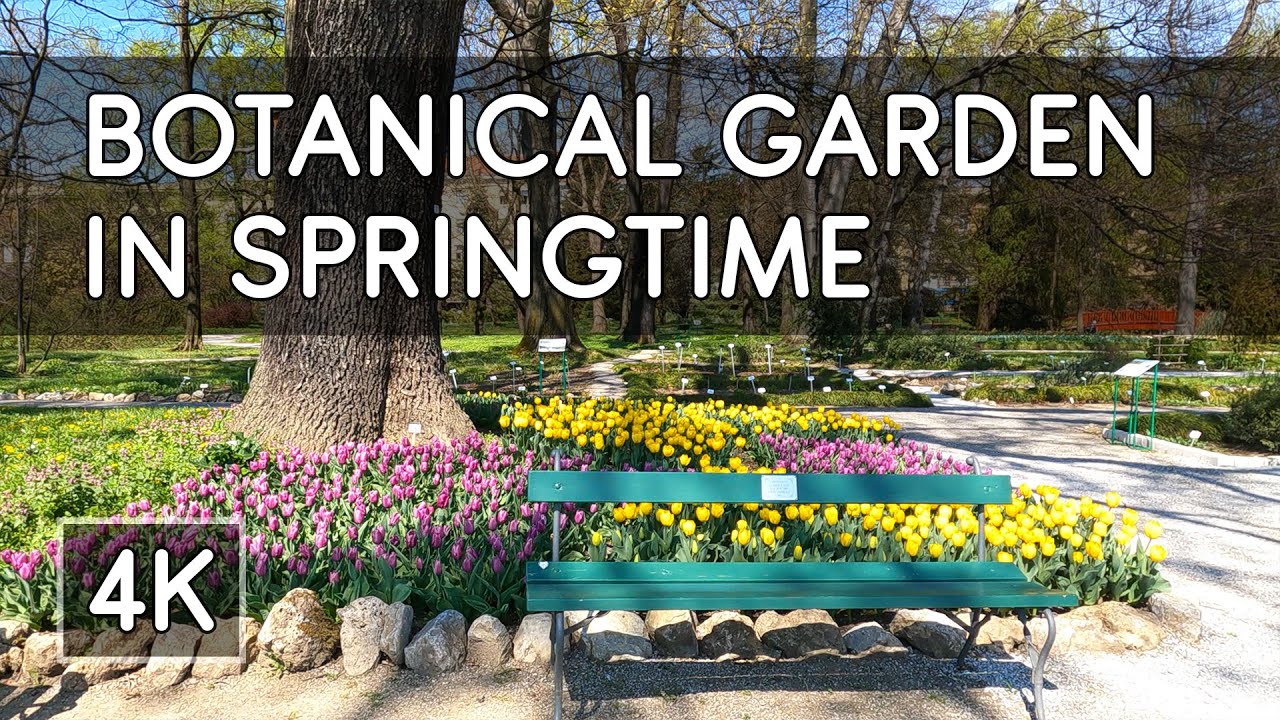 Walking Tour: Botanical Garden in Springtime - Zagreb, Croatia -  4K UHD Virtual Travel