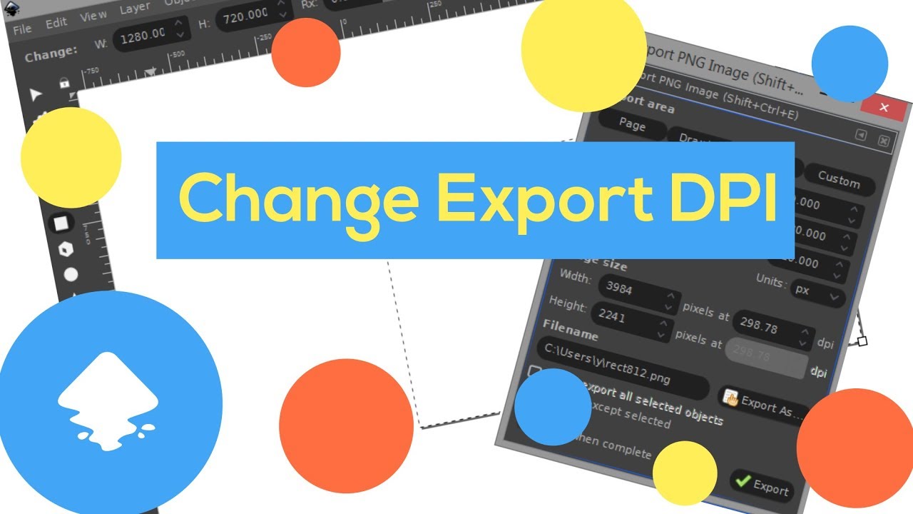 INKSCAPE / How to change DPI export on inkscape whithout change the resolution