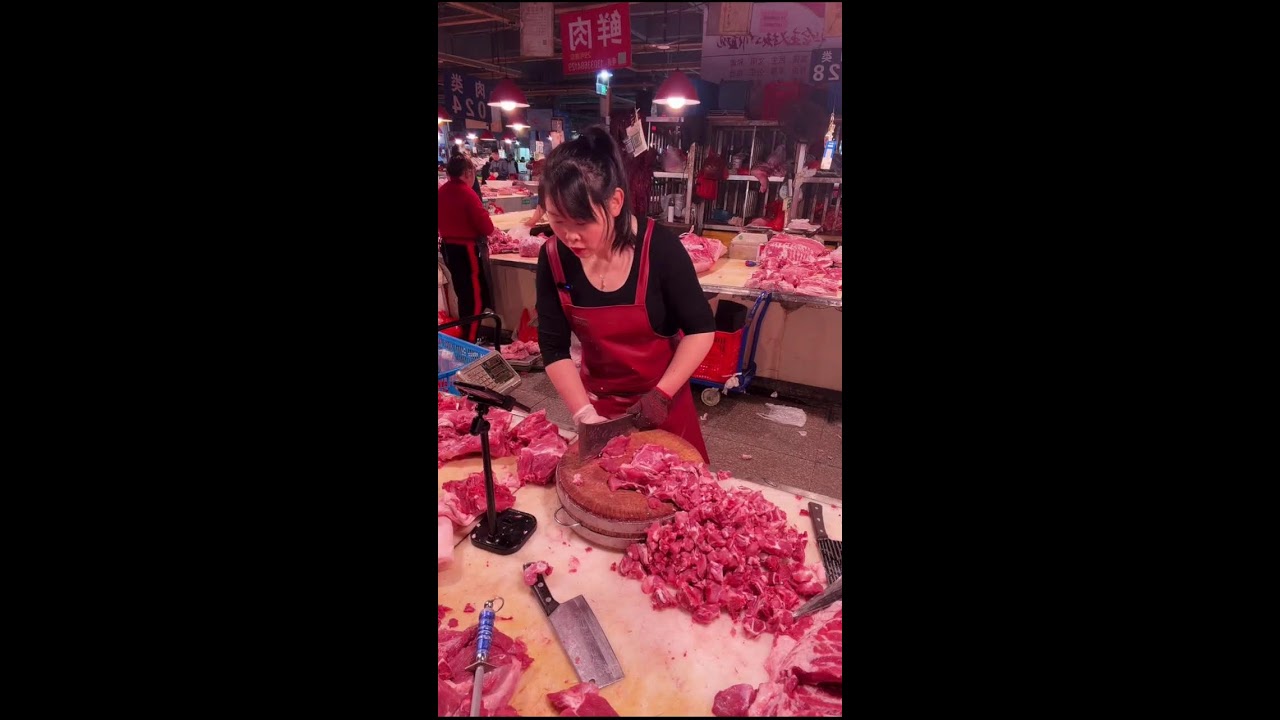 Livestream | Meat Stall Action in China | Real-Time Pork Cutting & Market Vibes
