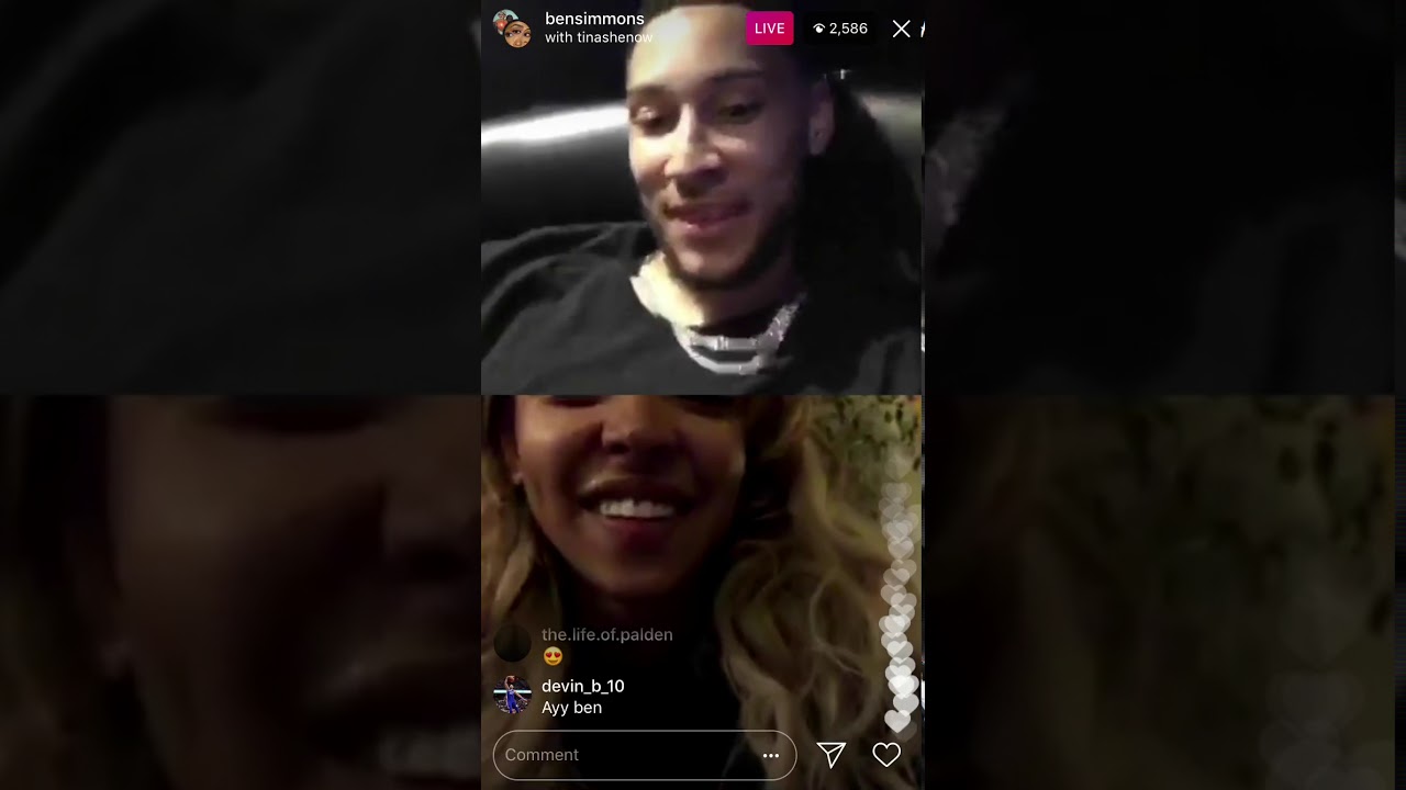 Ben Simmons and Tinashe live on Instagram