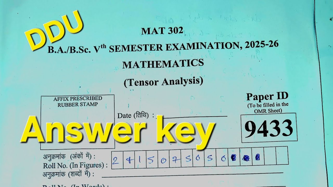 Tensor Analysis paper  [ MAT302] 2025-26|Answer Key BSc Math 5th Semester | DDU #aksstudyzone 