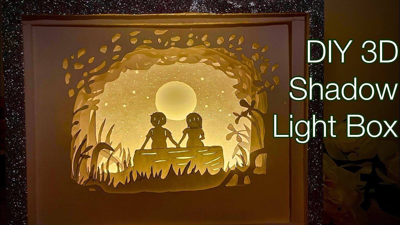 DIY 3D papercut shadow light box/ DIY dollar tree shadow box light/ DIY Valentine’s day special gift