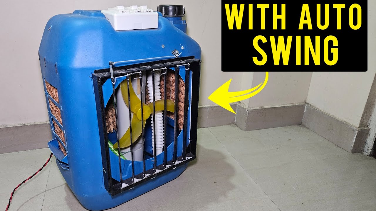 How to Make a Portable Air Cooler with Auto Swing | DIY