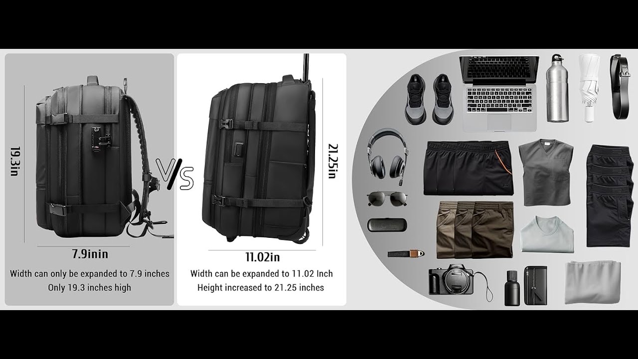 Meyaar Vacuum Compression Travel Backpack for Airplane, 60L Expandable, Laptop Backpack With Trolley