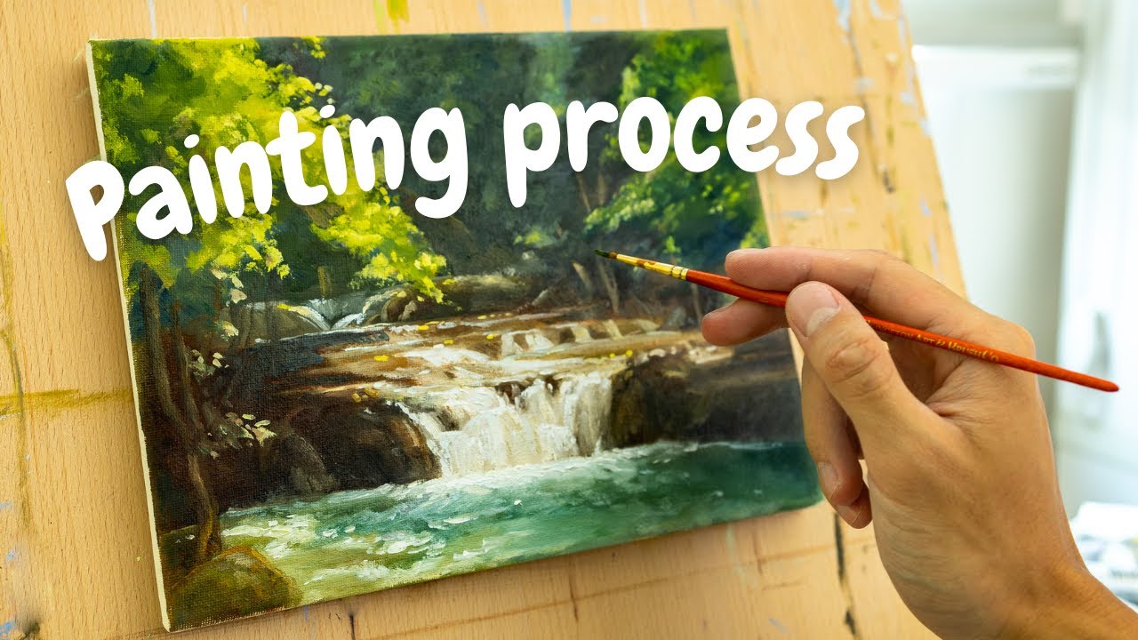 Hidden Waterfall Landscape / Oil Painting Process