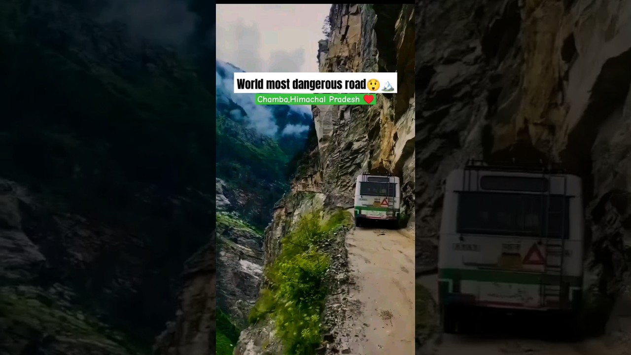 World most dangerous raod Chamba Sach Pass (Himachal Pradesh) #hrtc#sachpass #mountains#shorts#bus