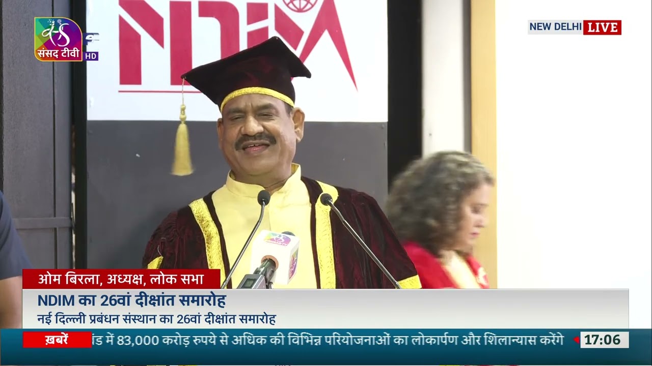 LS Speaker Om Birla addresses the students & faculty of New Delhi Institute of Management in Delhi