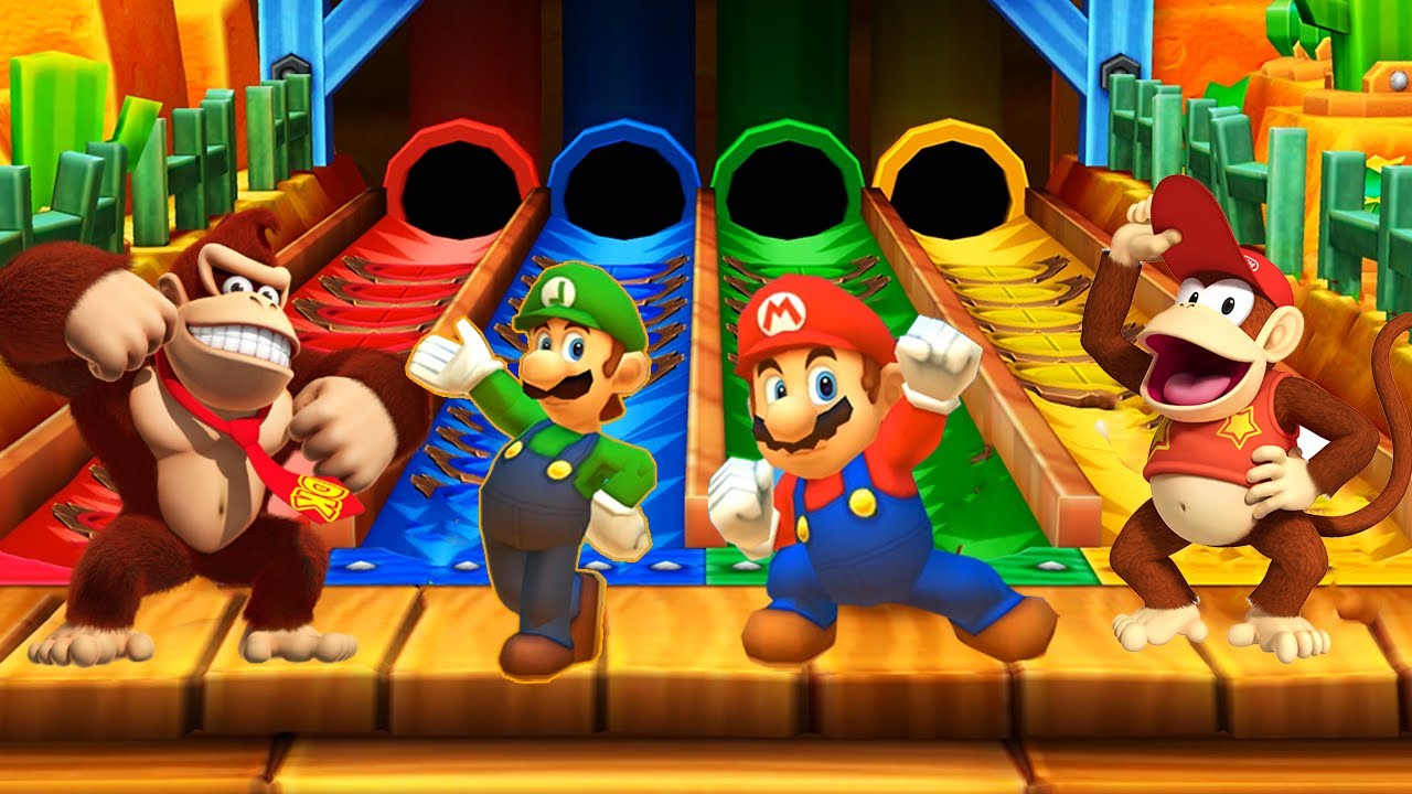 Mario Party: Star Rush Minigames - Mario vs Luigi vs Donkey Kong vs Diddy Kong