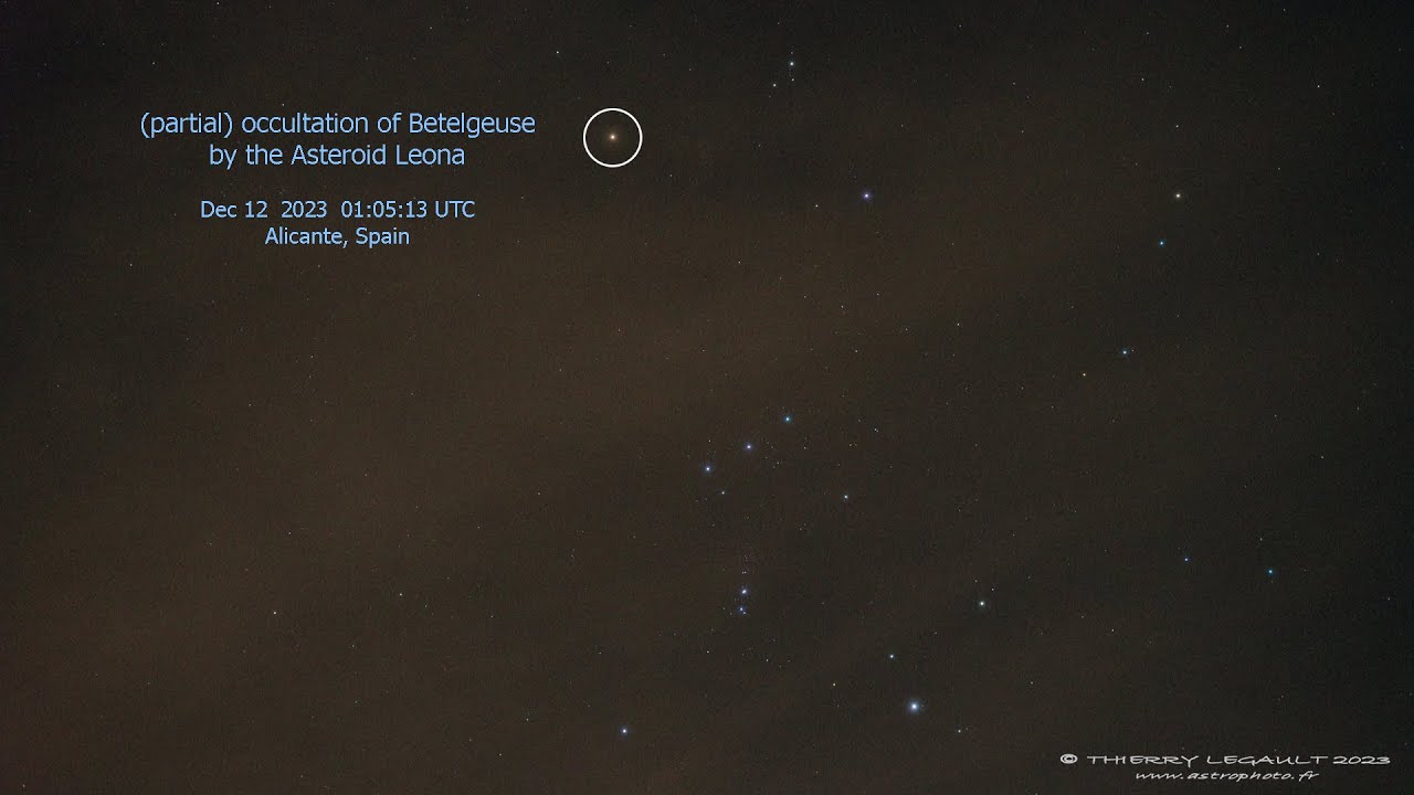 Occultation of Betelgeuse by the asteroid Leona, Dec 12 2023, Alicante (Spain)
