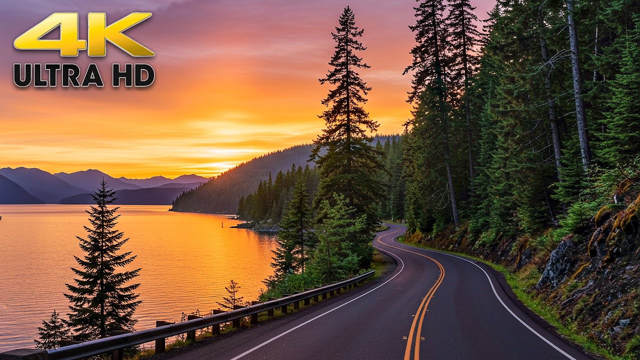 Golden Hour Scenic Drive in Olympic National Park Hwy 101 4K