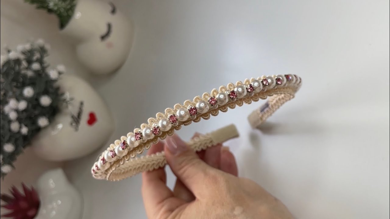 TIARA BORDADA PÉROLA LUXO #passoapasso #diy #façaevenda #headband #tiara