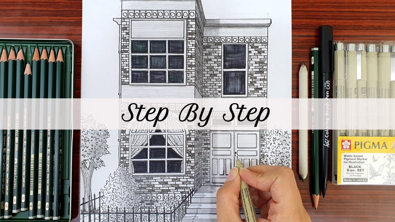 How To Draw A Building in One Point Perspective | London House |Step By Step
