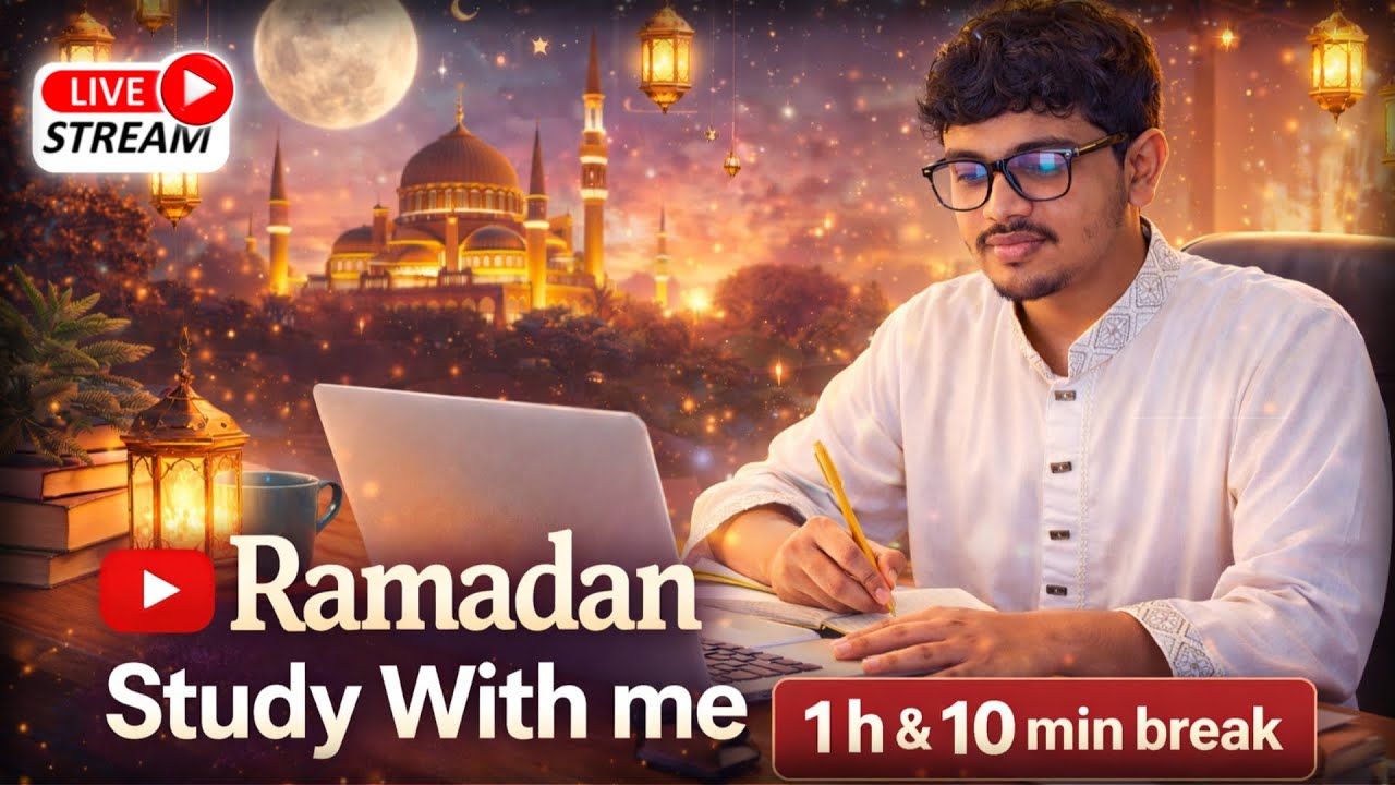 RAMADAN Study With Me  | 1H Focus + 1H 10Min Break | Soft Music