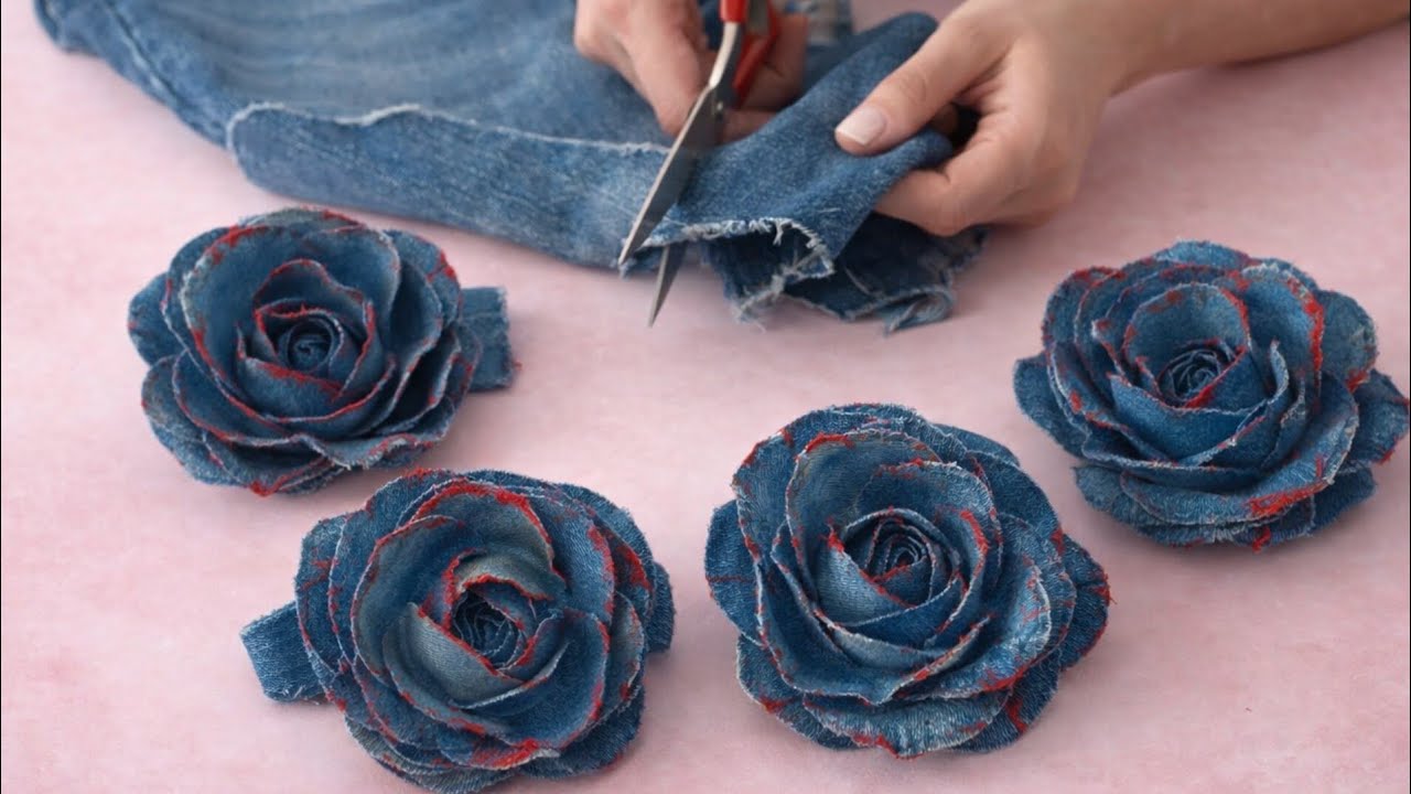 Denim Rose Made from Old Jeans | Creative Upcycling by Tel Land-
