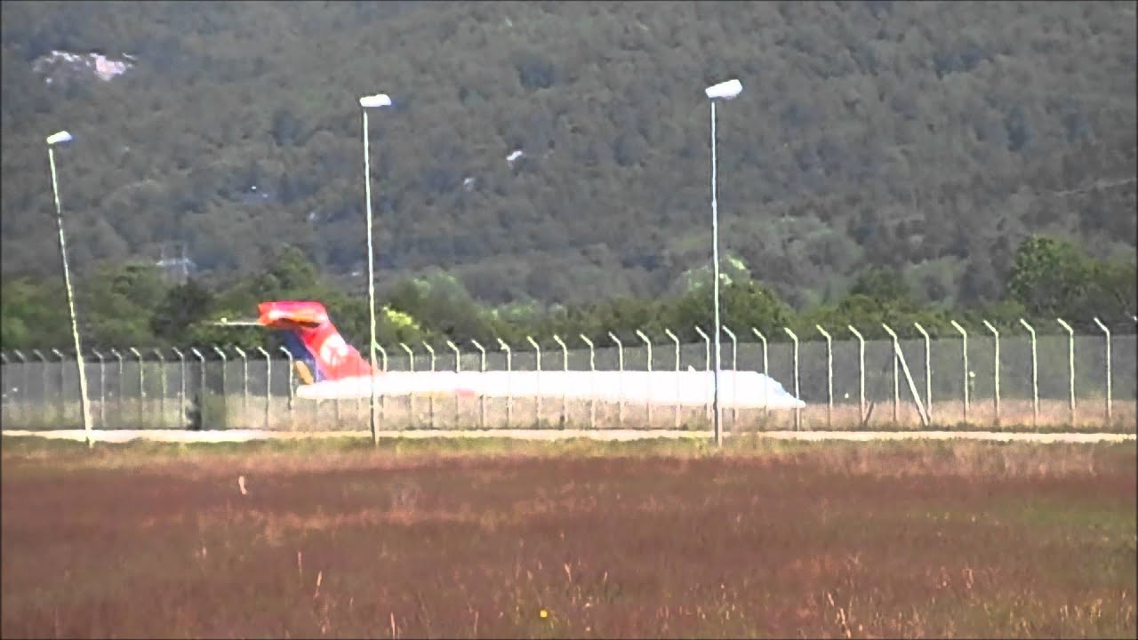 Danish Air Transport MD 87 OY-JRU Taxi to RWY 22 and Takeoff from Kjevik