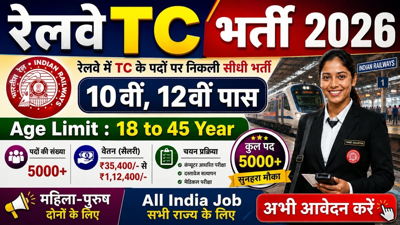 Railway TC, TTE (Ticket Collector) Recruitment 2026 | Railway TC Vacancy 2026 | RRB Ntpc Bharti 2026
