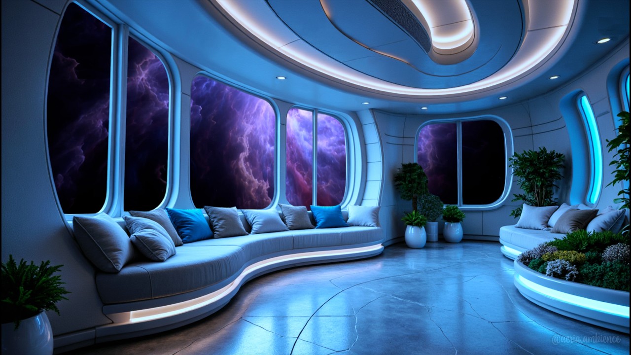 Soft Piano & Wind | Deep Focus in a Cosmic Garden Lounge (1 Hour)
