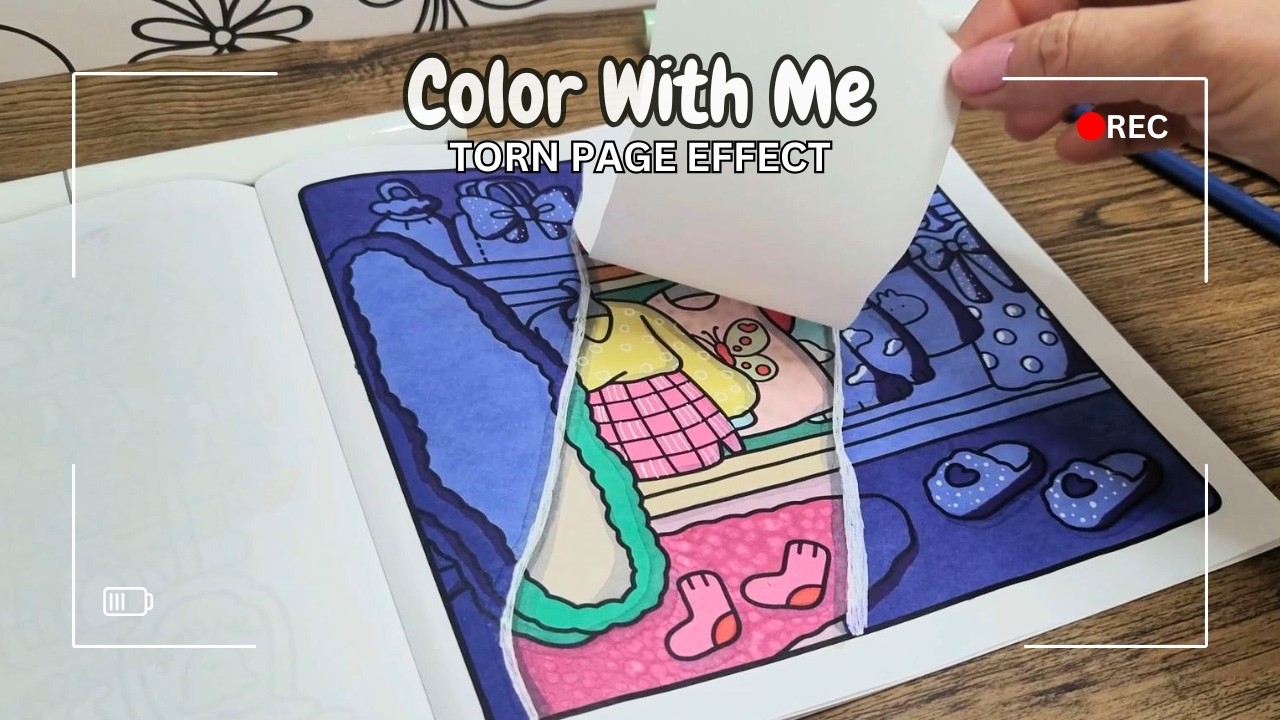 Coloring Ideas | Torn Page Effect Coloring Page | Ohuhu Alcohol Markers & Coco Wyo Coloring Book