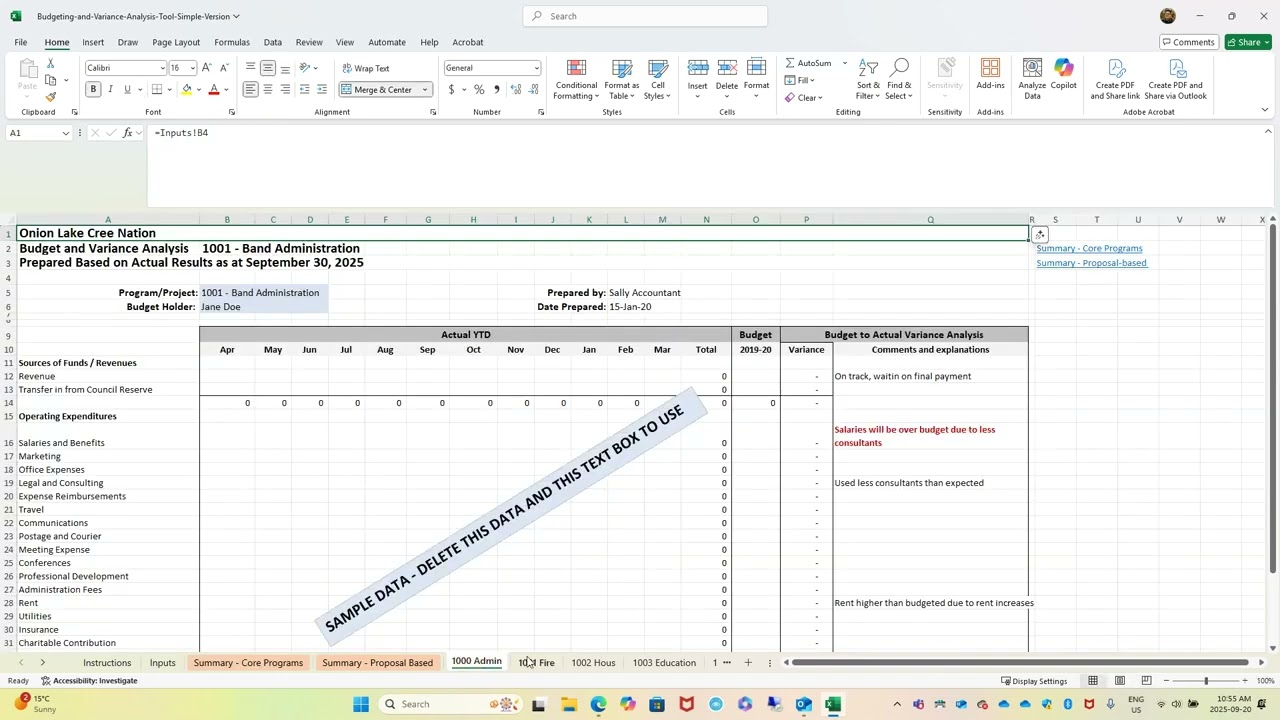 Budgeting and Variance Analysis Tool Overview