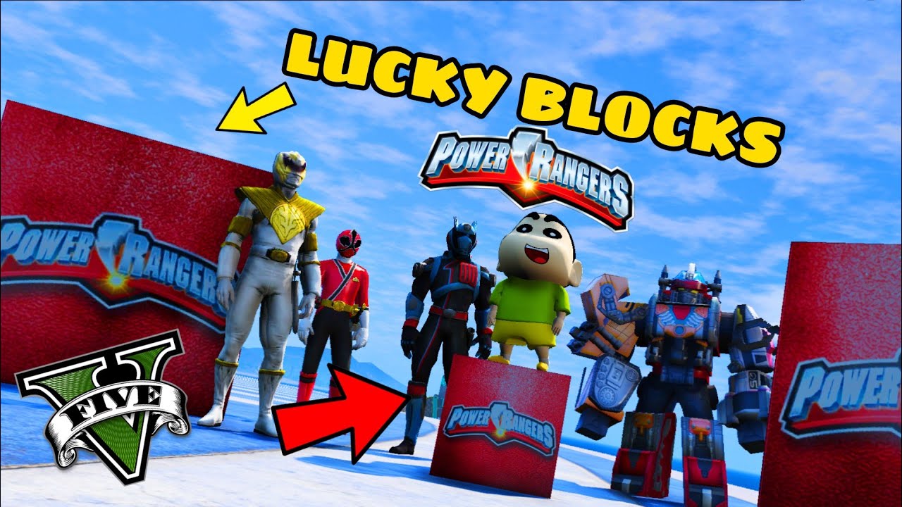GTA 5 : SHINCHAN OPENING ULTIMATE POWER RANGERS LUCKY BLOCKS IN GTA V !